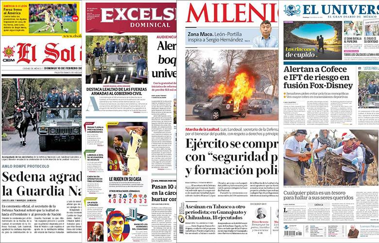 Diarios de México y sus portadas  del 10 de Febrero 2019
