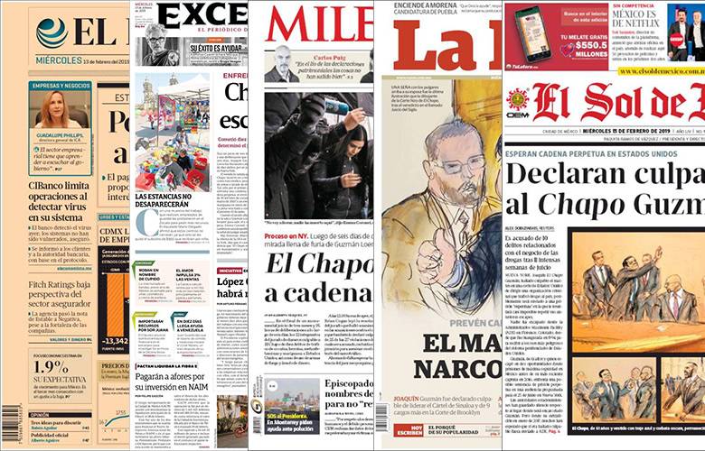 Diarios de México y sus portadas  del 13 de Febrero 2019