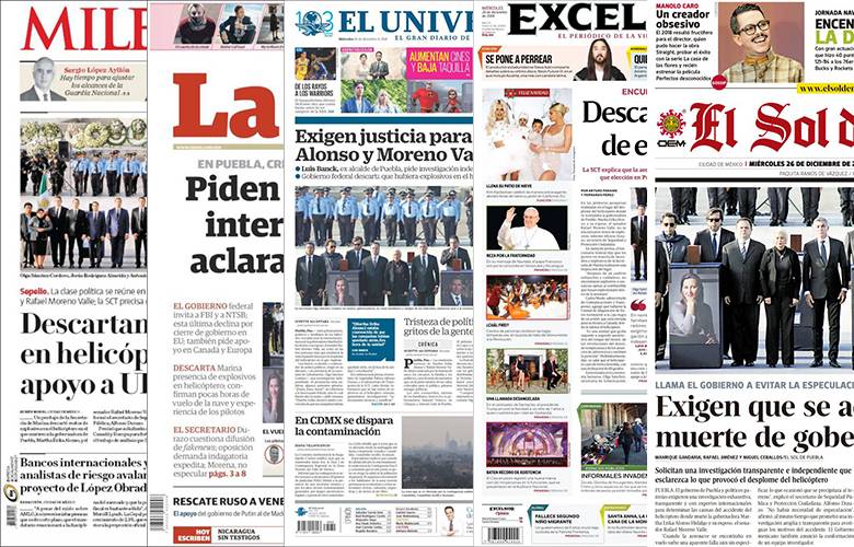 Los Diarios de México y sus Portadas del 26 de Diciembre 2018