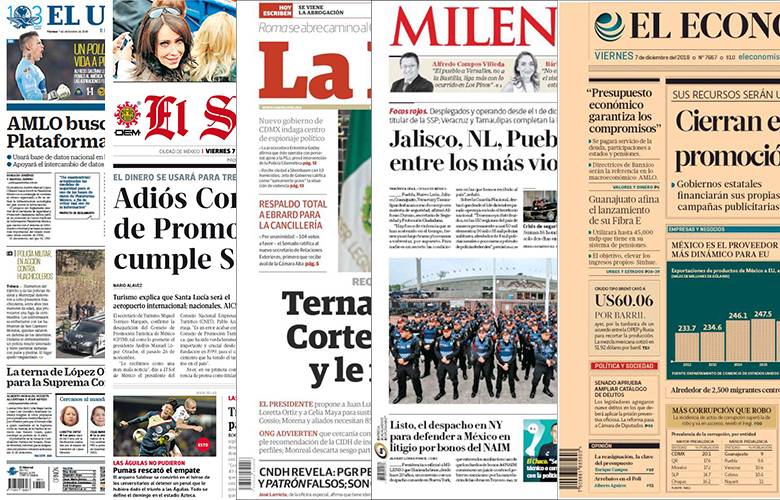 Los Diarios de México y sus Portadas del 7 de Diciembre 2018